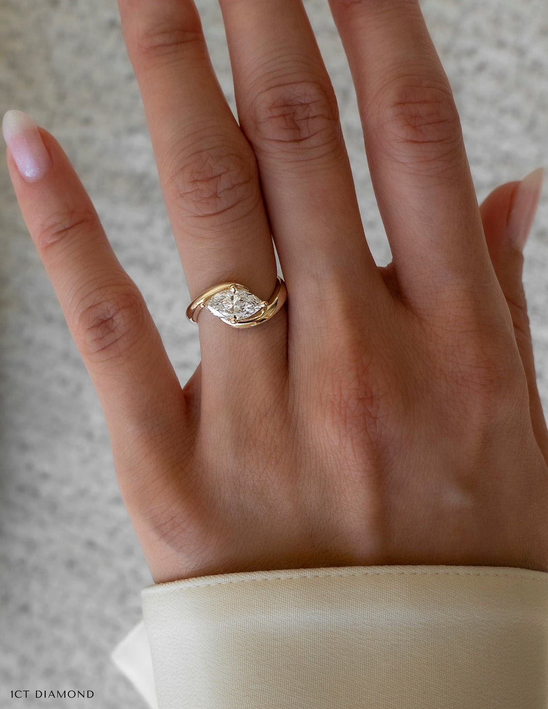 1.0CT-2.0CT Marquise Cut Lab Grown Diamond Antique Engagement Ring