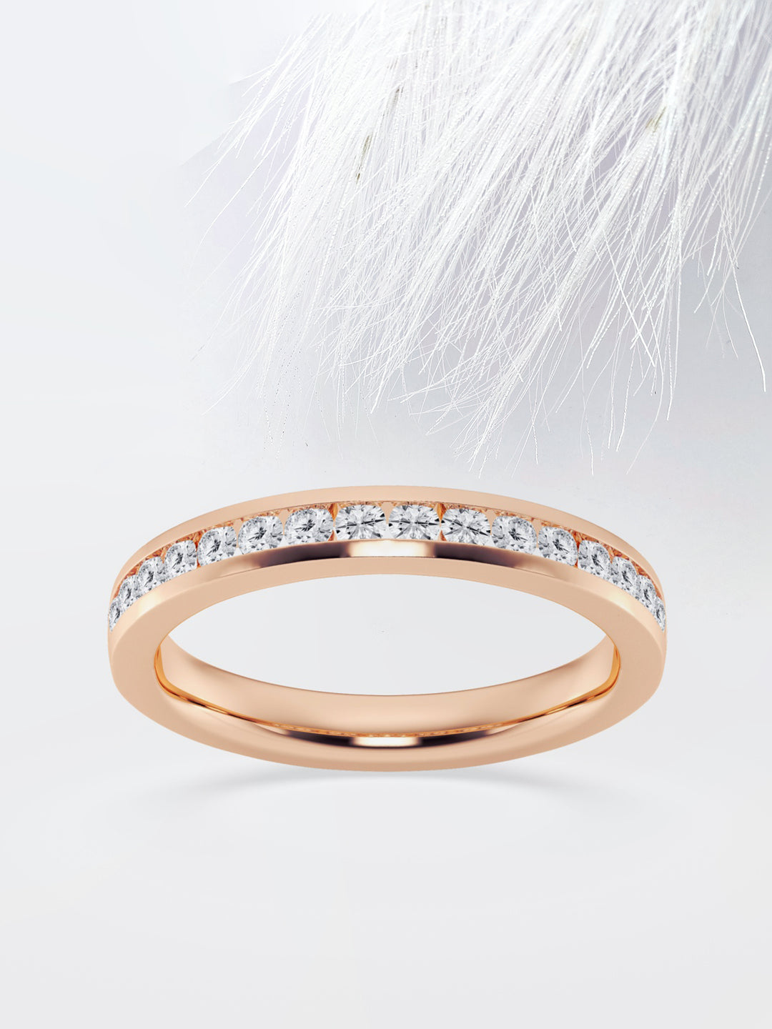 Round FG-VS2 Lab Grown Channel Set Half Eternity Band