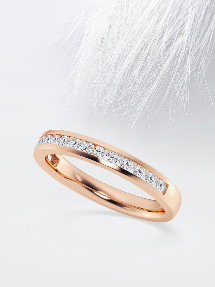 Round FG-VS2 Lab Grown Channel Set Half Eternity Band