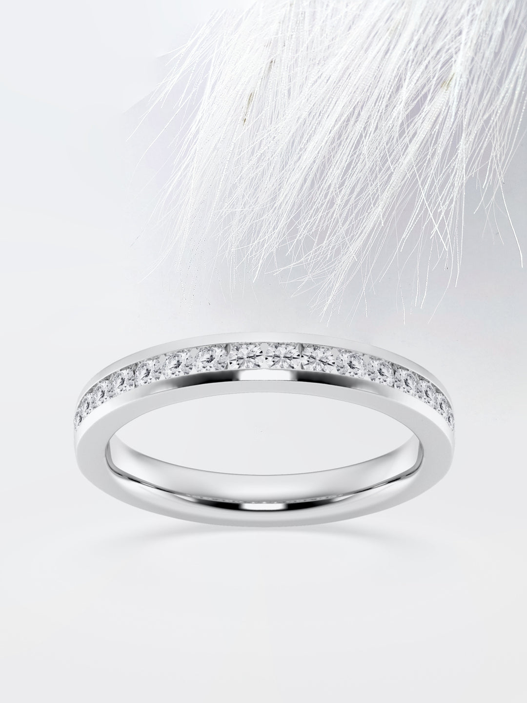 Round FG-VS2 Lab Grown Channel Set Half Eternity Band