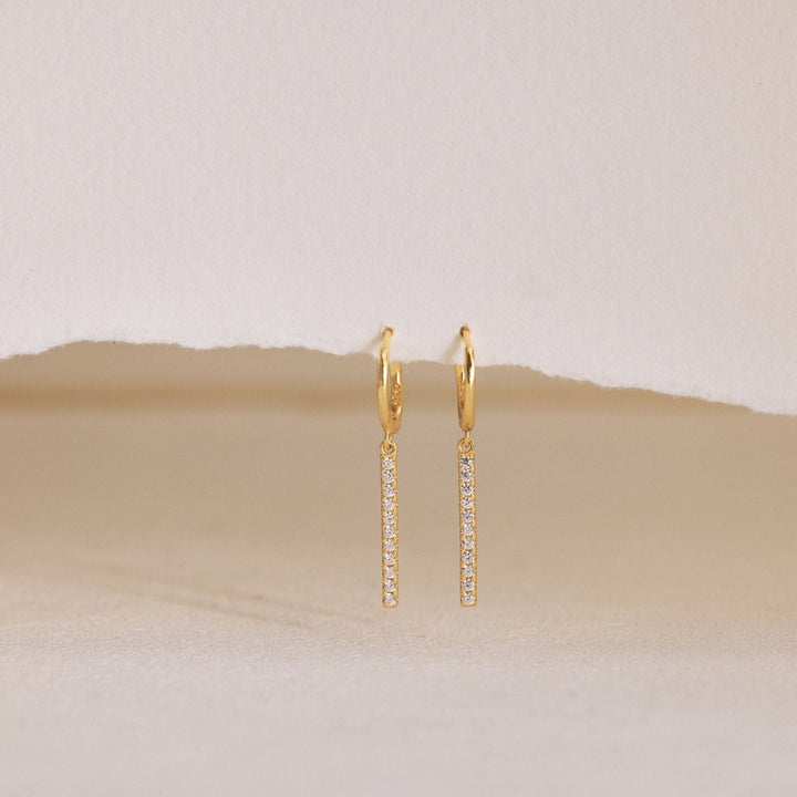 Round Cut Diamond Minimalist Long Bar Earrings for Her