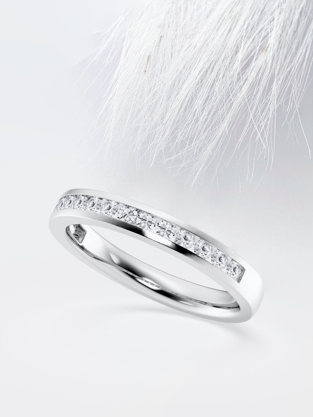 Round FG-VS2 Lab Grown Channel Set Half Eternity Band