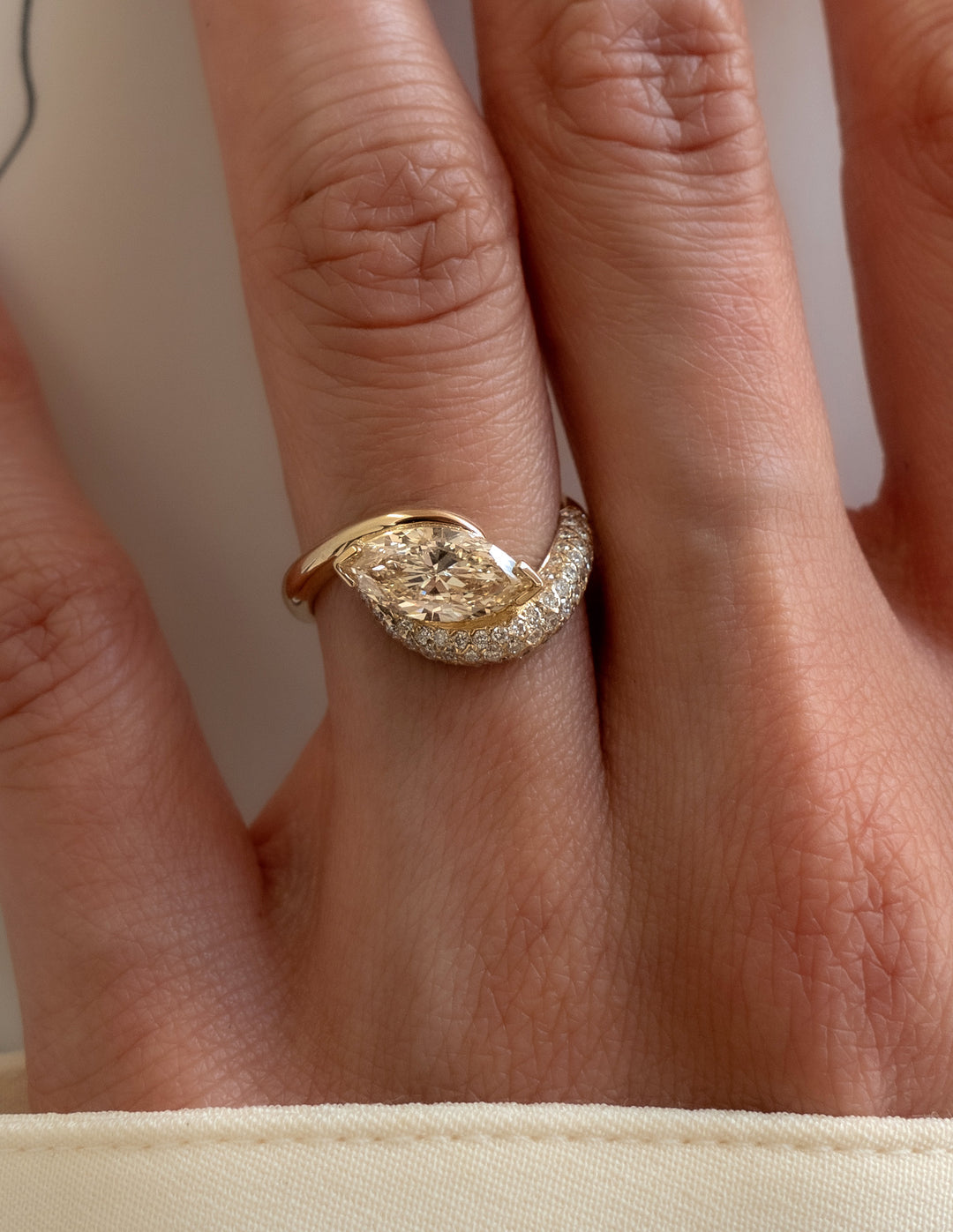 1.50CT-2.50CT Champagne Marquise Cut Lab Grown Diamond Engagement Ring