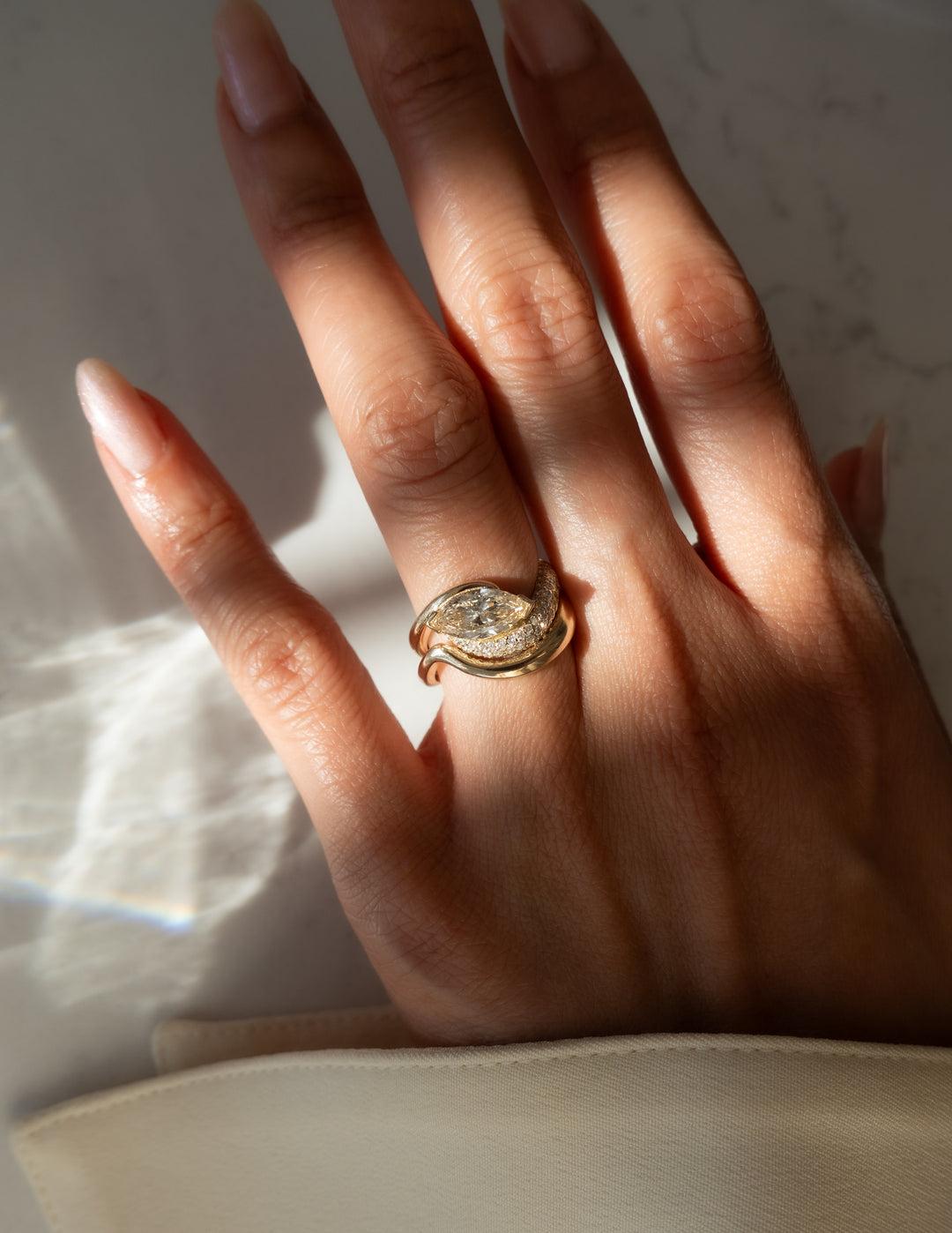 1.50CT-2.50CT Champagne Marquise Cut Lab Grown Diamond Engagement Ring