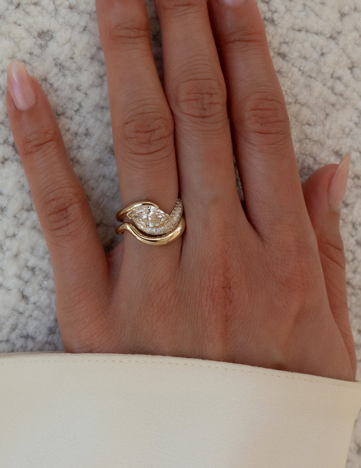 1.50CT-2.50CT Champagne Marquise Cut Lab Grown Diamond Engagement Ring