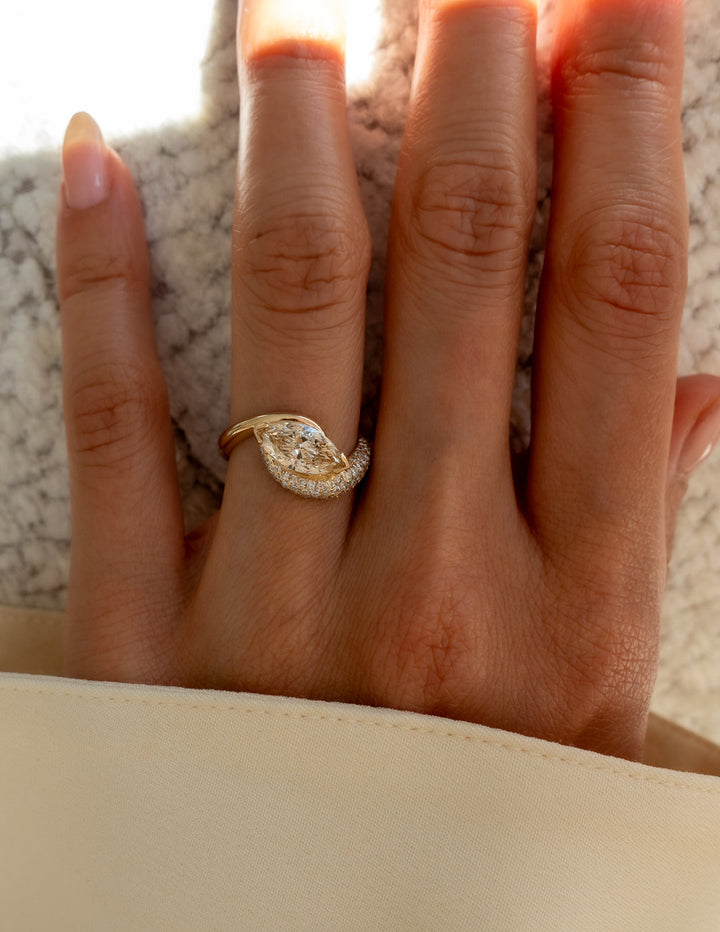 1.50CT-2.50CT Champagne Marquise Cut Lab Grown Diamond Engagement Ring