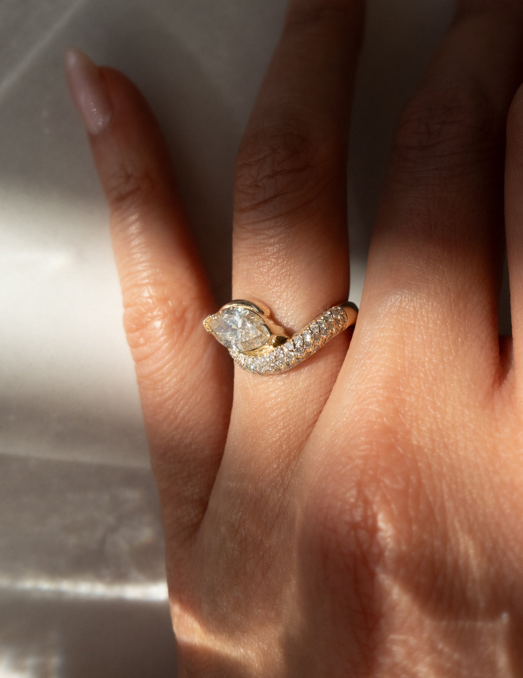 1.50CT-2.50CT Champagne Marquise Cut Lab Grown Diamond Engagement Ring