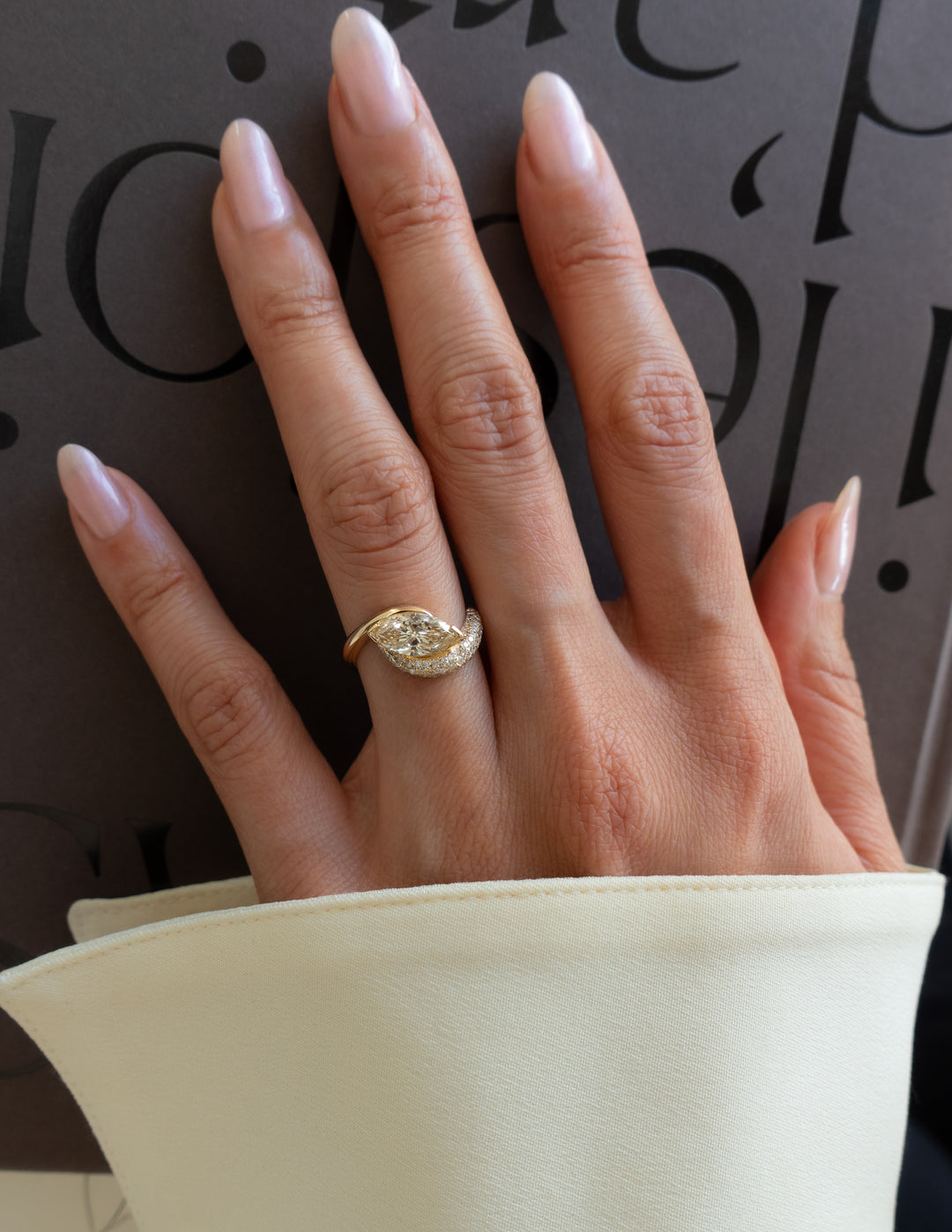 1.50CT-2.50CT Champagne Marquise Cut Lab Grown Diamond Engagement Ring