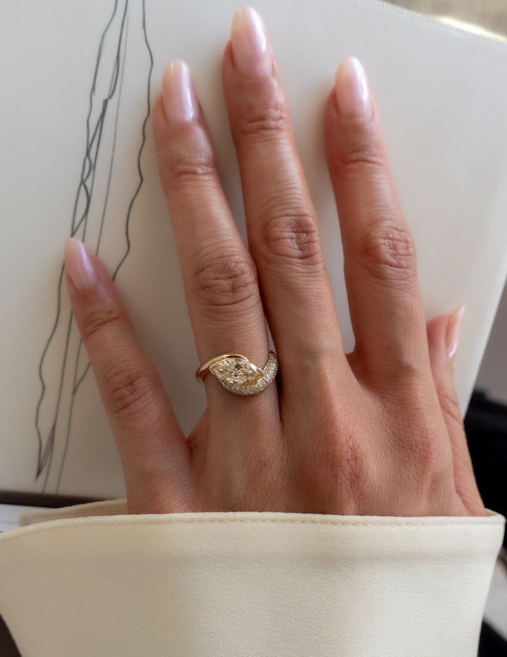 1.50CT-2.50CT Champagne Marquise Cut Lab Grown Diamond Engagement Ring