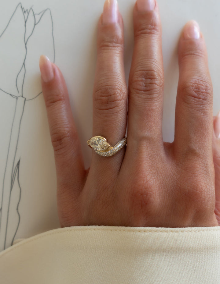 1.50CT-2.50CT Champagne Marquise Cut Lab Grown Diamond Engagement Ring