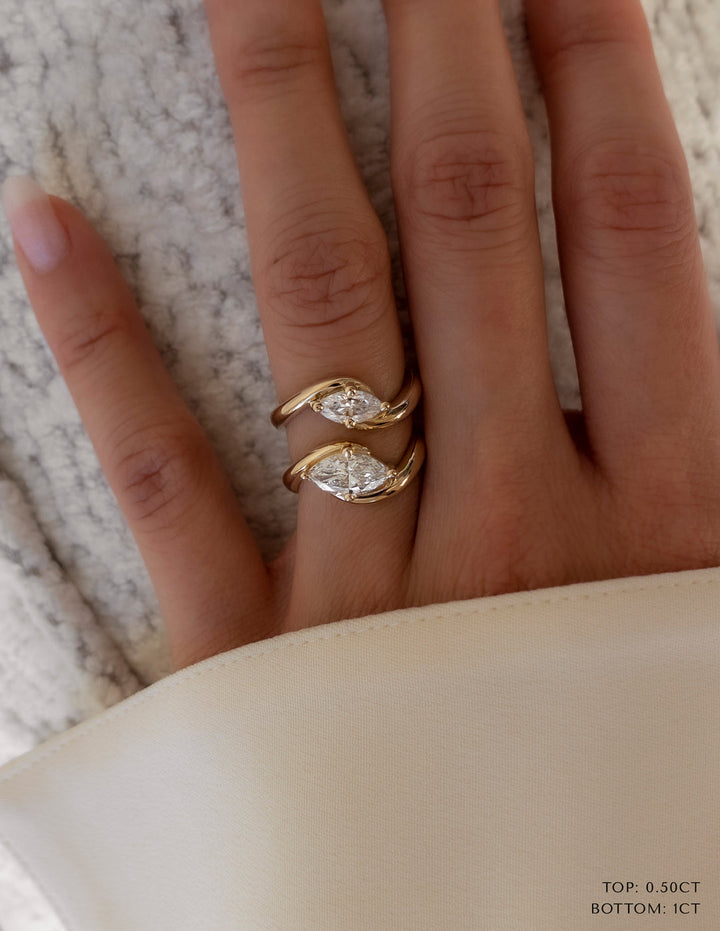 1.0CT-2.0CT Marquise Cut Lab Grown Diamond Antique Engagement Ring