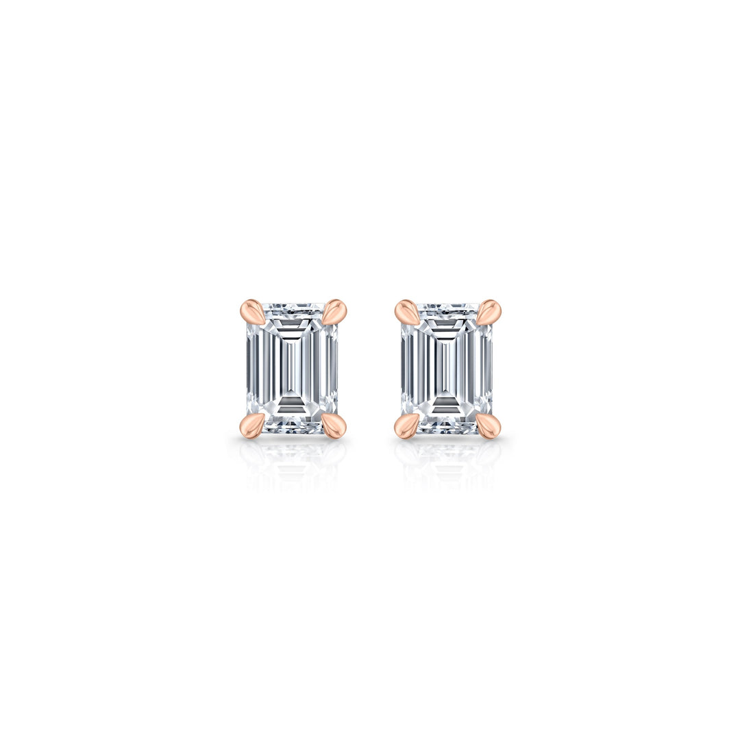Emerald F-VS1 Lab-Grown Diamond Hidden Halo Stud Earrings
