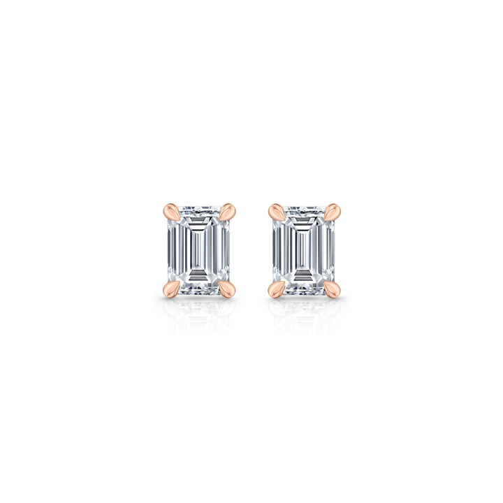 Emerald F-VS1 Lab-Grown Diamond Hidden Halo Stud Earrings