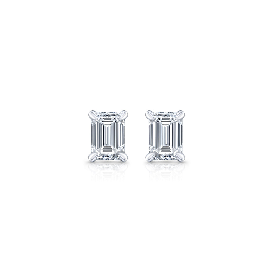 Emerald F-VS1 Lab-Grown Diamond Hidden Halo Stud Earrings