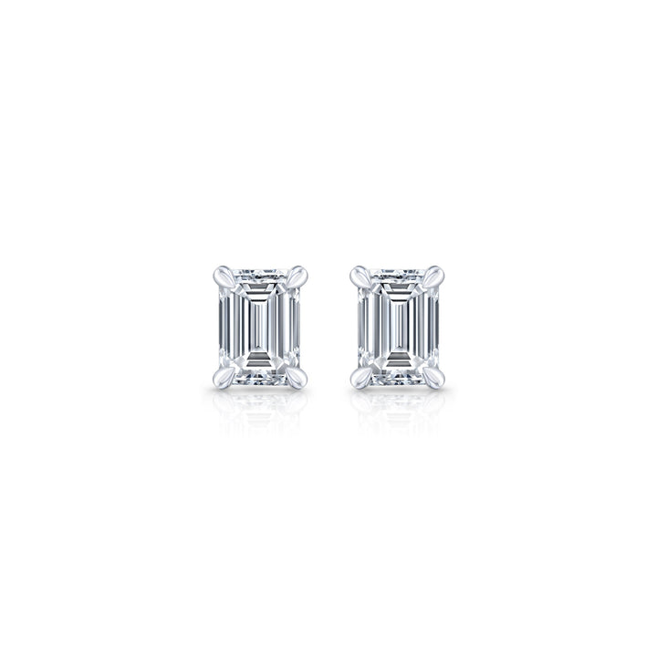 Emerald F-VS1 Lab-Grown Diamond Hidden Halo Stud Earrings