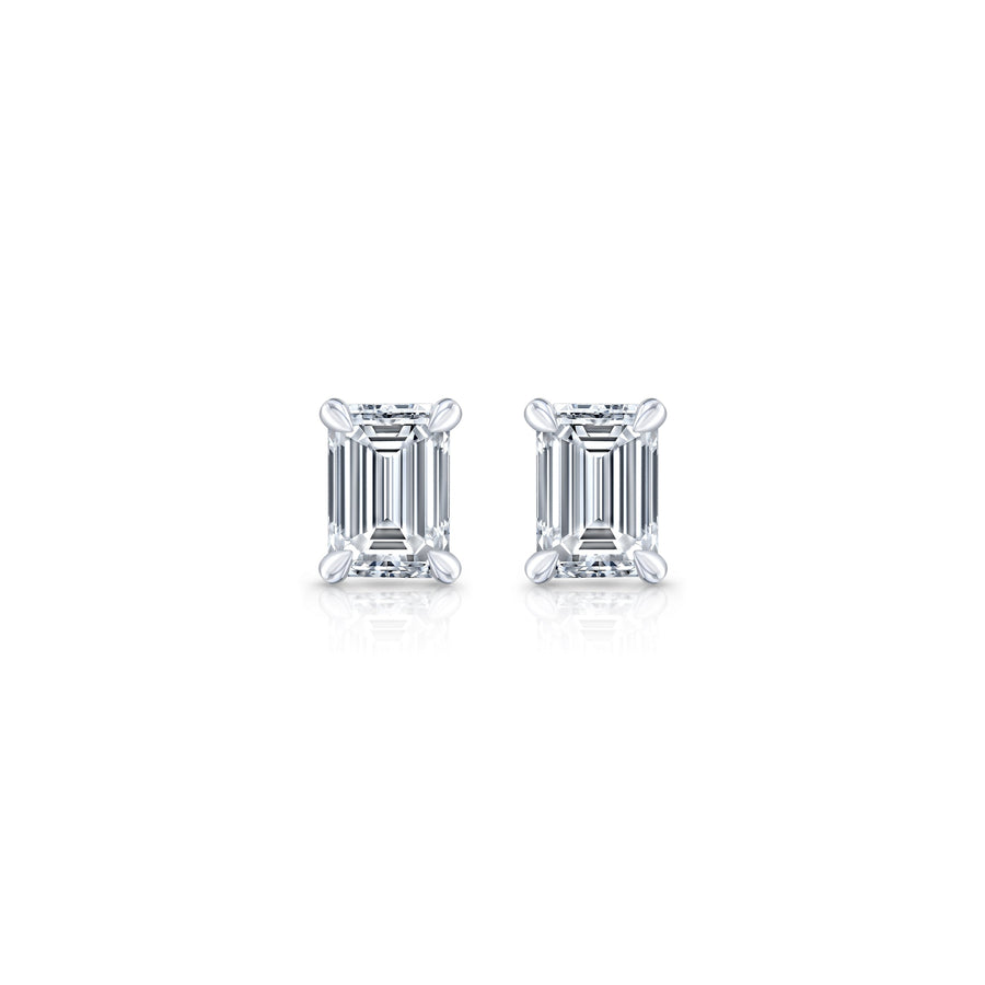 Emerald F-VS1 Lab-Grown Diamond Hidden Halo Stud Earrings