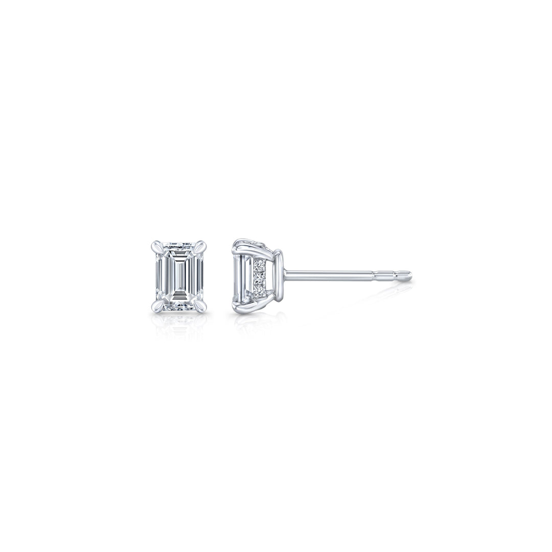Emerald F-VS1 Lab-Grown Diamond Hidden Halo Stud Earrings
