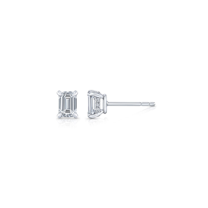 Emerald F-VS1 Lab-Grown Diamond Hidden Halo Stud Earrings