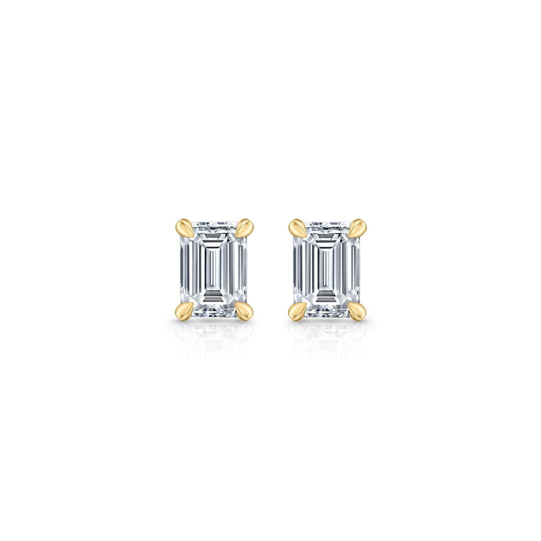 Emerald F-VS1 Lab-Grown Diamond Hidden Halo Stud Earrings