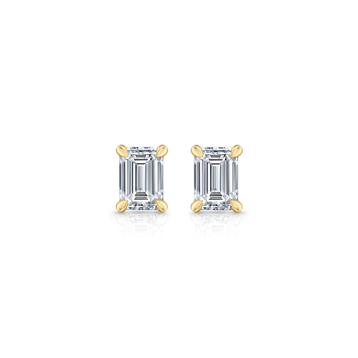 Emerald F-VS1 Lab-Grown Diamond Hidden Halo Stud Earrings