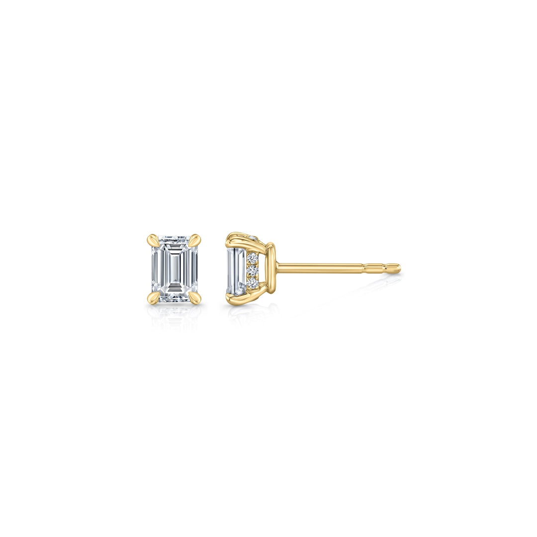 Emerald F-VS1 Lab-Grown Diamond Hidden Halo Stud Earrings