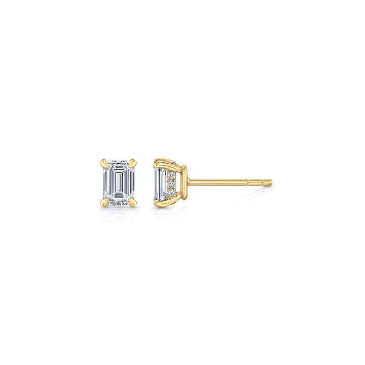 Emerald F-VS1 Lab-Grown Diamond Hidden Halo Stud Earrings