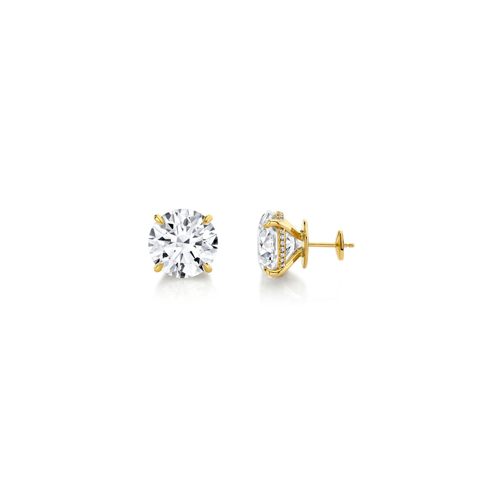 Round Brilliant F-VS1 Lab-Grown Hidden Halo Stud Earrings For Women