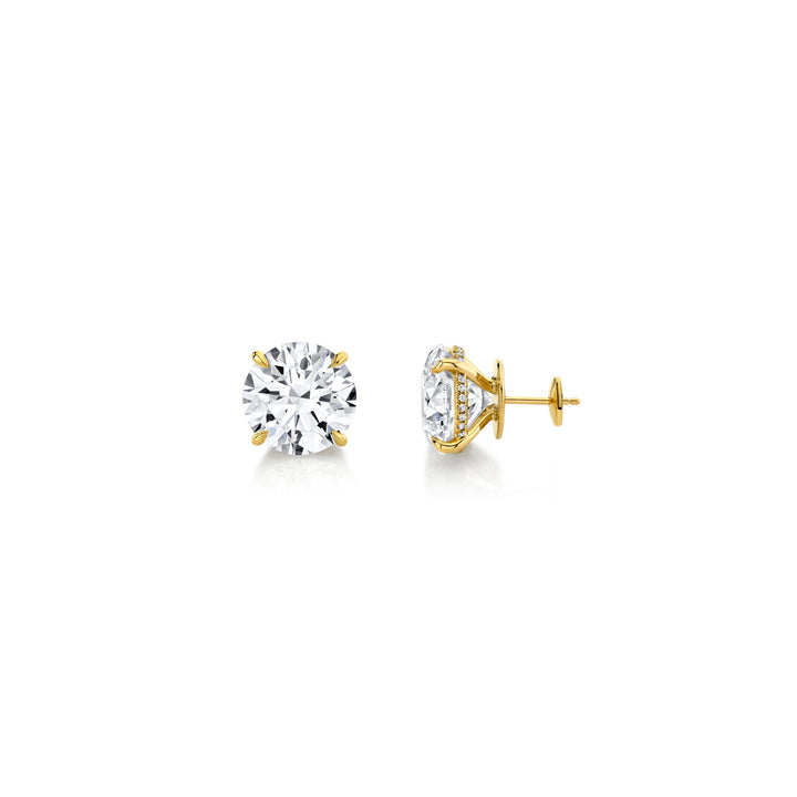 Round Brilliant F-VS1 Lab-Grown Hidden Halo Stud Earrings For Women