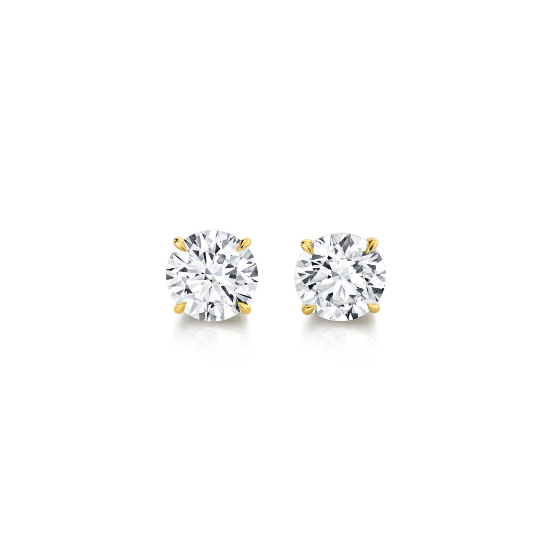 Round Brilliant F-VS1 Lab-Grown Hidden Halo Stud Earrings For Women