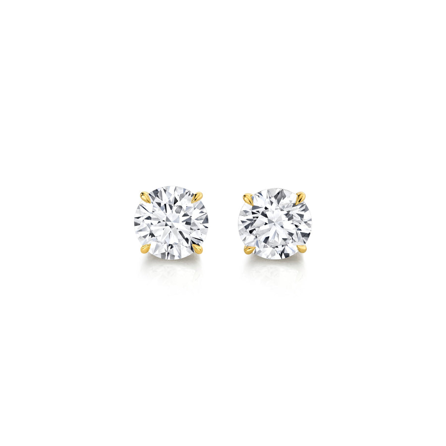 Round Brilliant F-VS1 Lab-Grown Hidden Halo Stud Earrings For Women