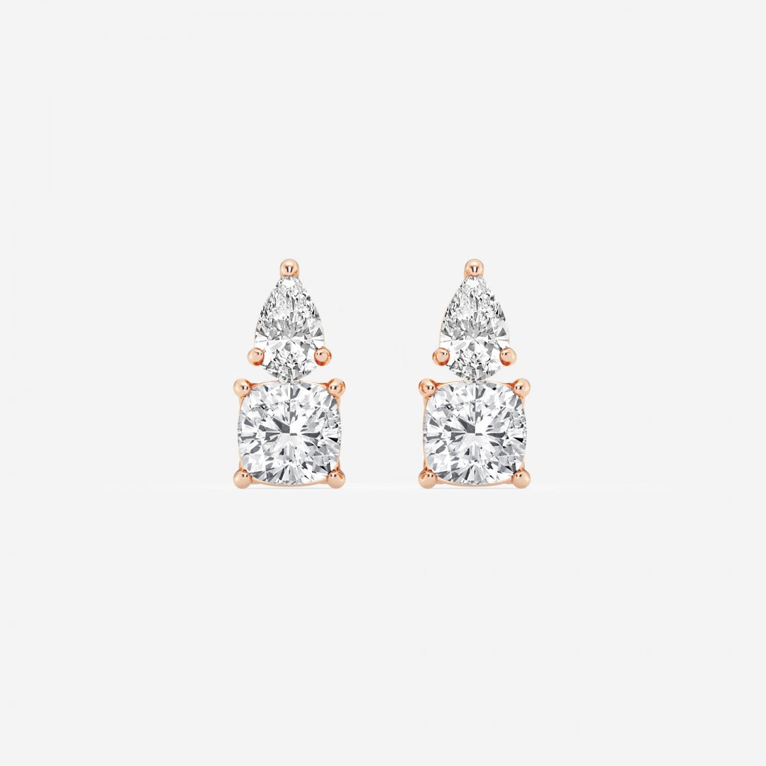 Pear & Cushion FG-VS2 Lab-Grown Diamond Two Stone Earrings