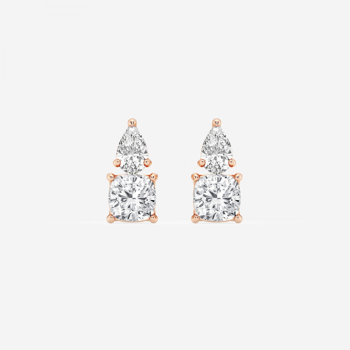 Pear & Cushion FG-VS2 Lab-Grown Diamond Two Stone Earrings