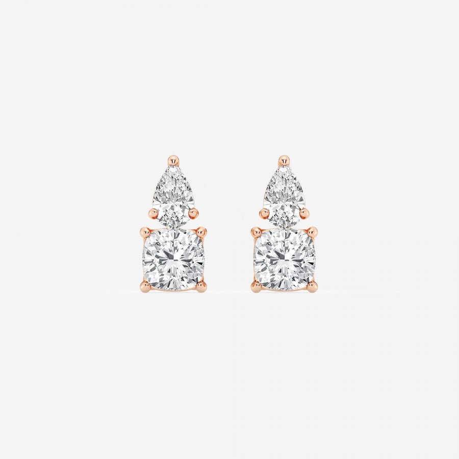 Pear & Cushion FG-VS2 Lab-Grown Diamond Two Stone Earrings