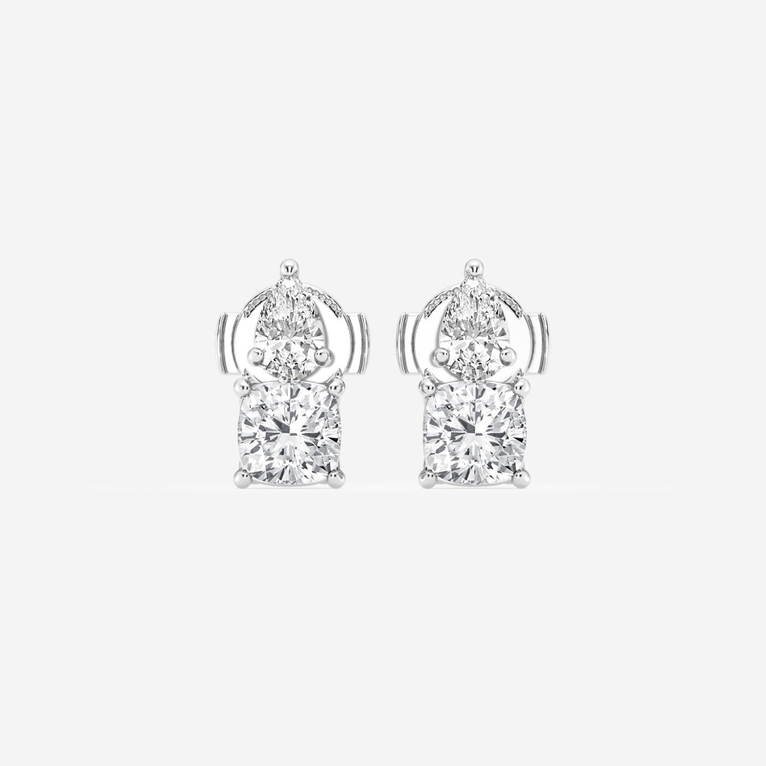 Pear & Cushion FG-VS2 Lab-Grown Diamond Two Stone Earrings