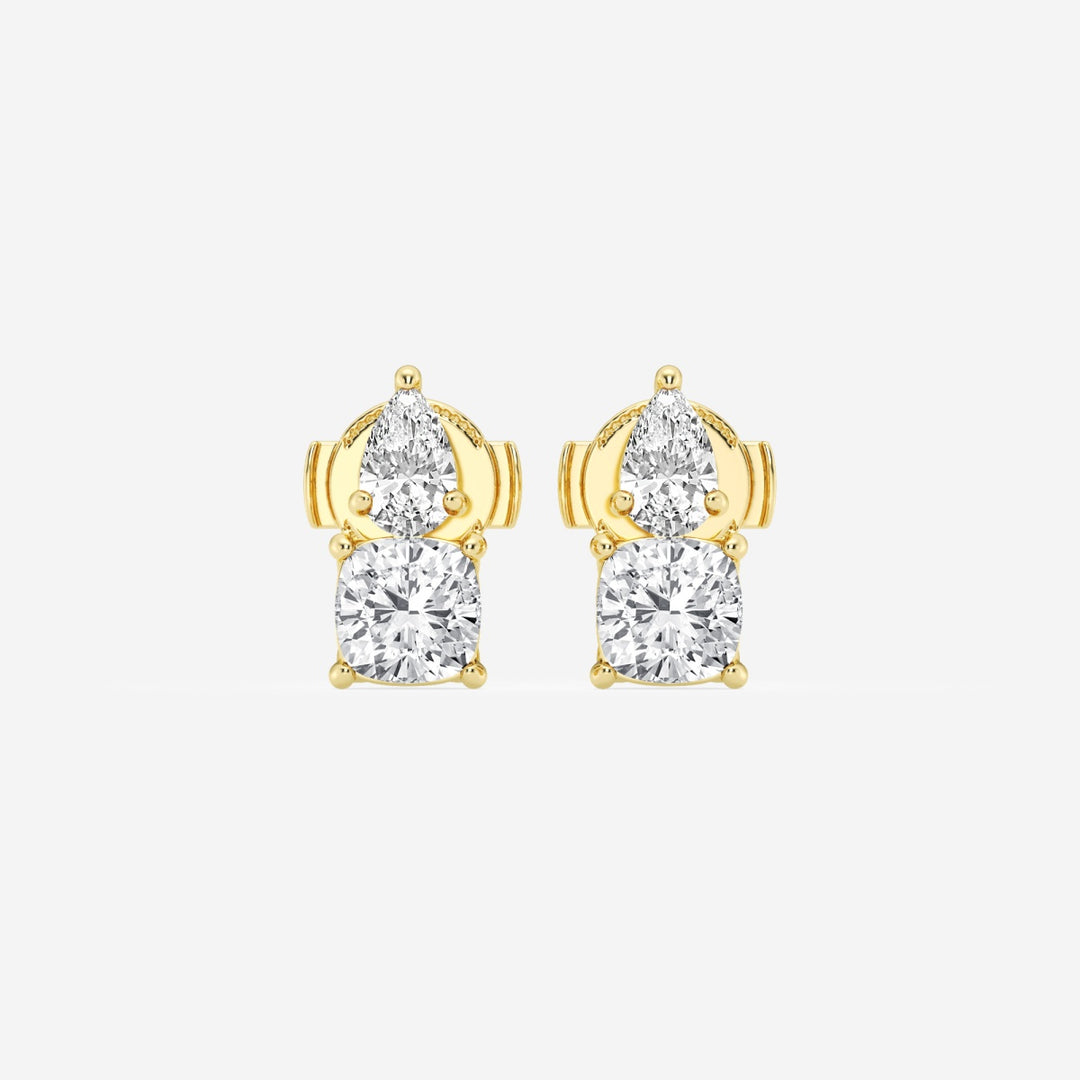 Pear & Cushion FG-VS2 Lab-Grown Diamond Two Stone Earrings