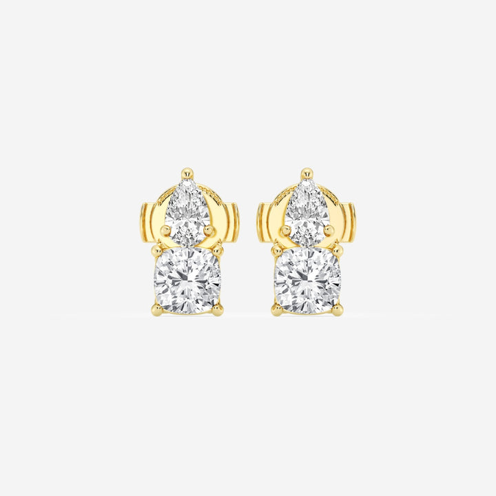 Pear & Cushion FG-VS2 Lab-Grown Diamond Two Stone Earrings