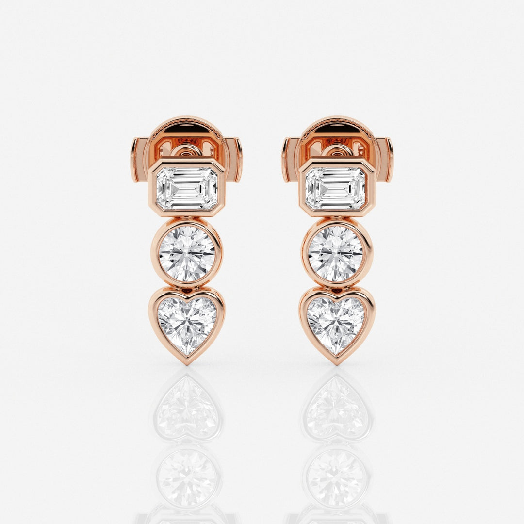 Bezel Set FG-VS2 Lab-Grown Diamond Three Stone Earrings