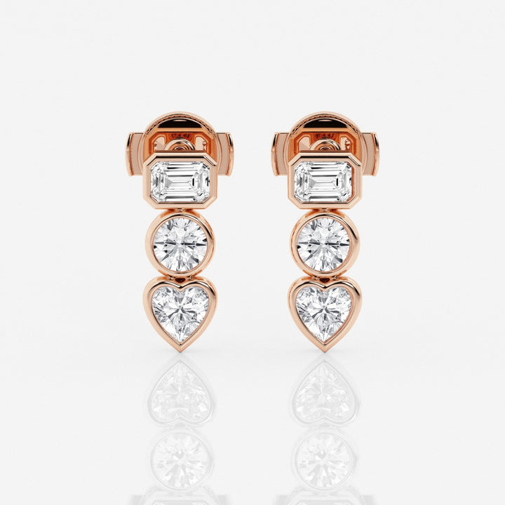 Bezel Set FG-VS2 Lab-Grown Diamond Three Stone Earrings