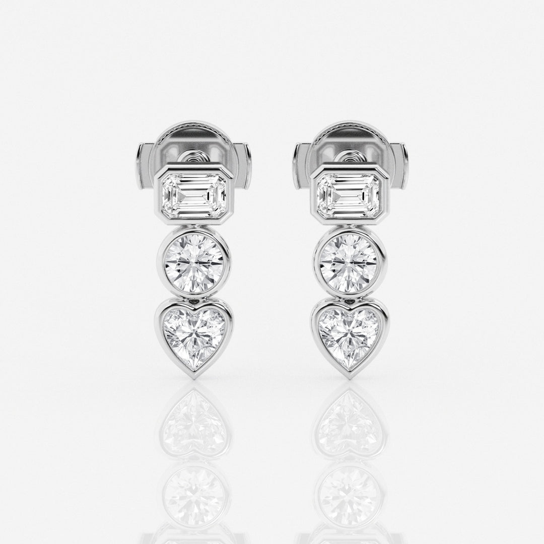 Bezel Set FG-VS2 Lab-Grown Diamond Three Stone Earrings