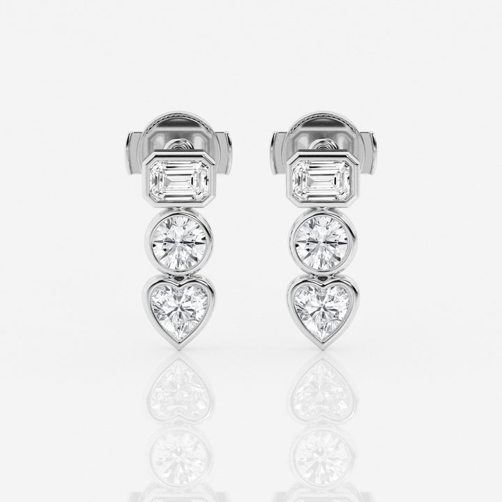 Bezel Set FG-VS2 Lab-Grown Diamond Three Stone Earrings
