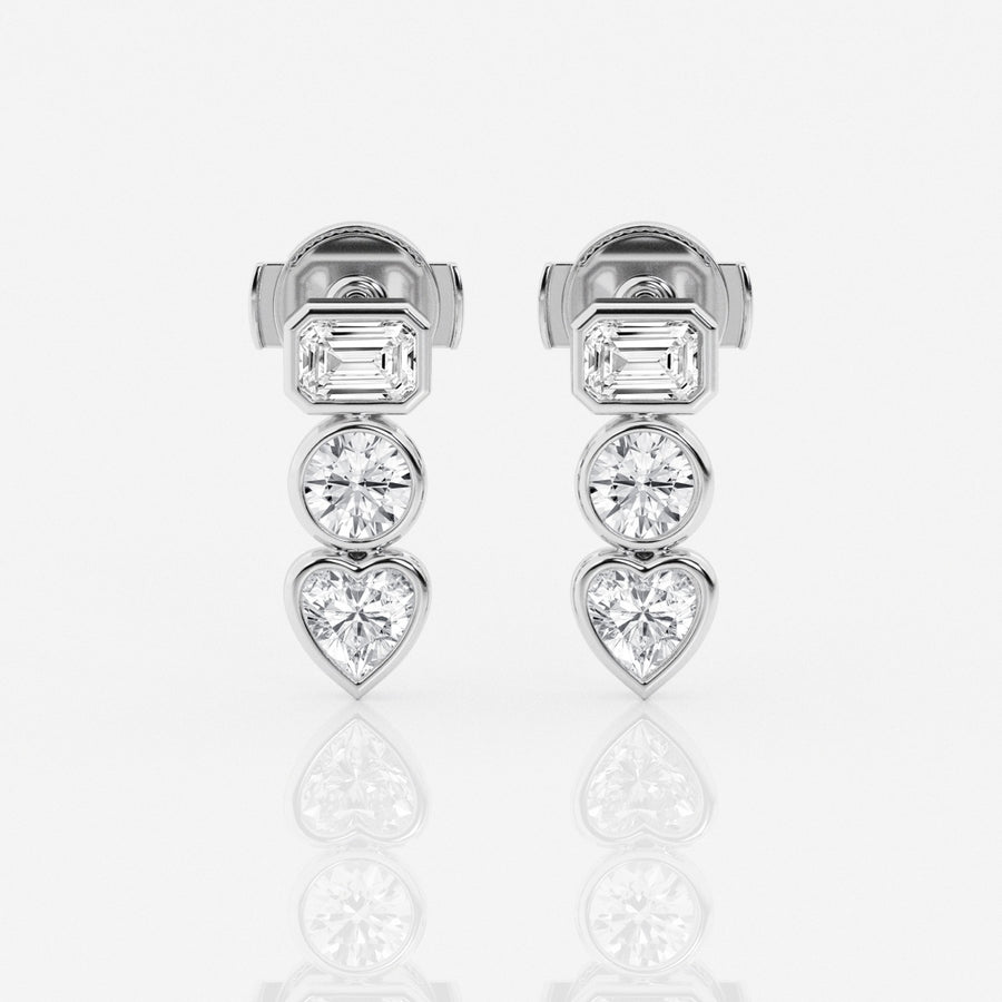 Bezel Set FG-VS2 Lab-Grown Diamond Three Stone Earrings
