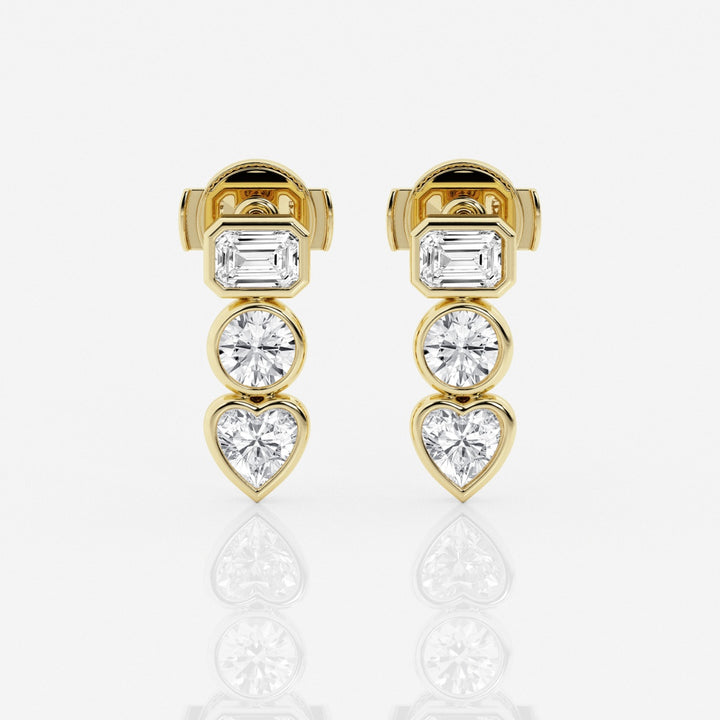 Bezel Set FG-VS2 Lab-Grown Diamond Three Stone Earrings