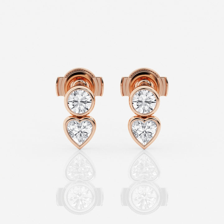 Round & Heart Cut FG-VS2 Lab-Grown Diamond Bezel Set Stud Earrings