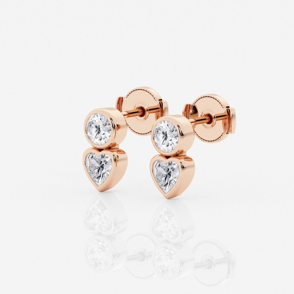 Round & Heart Cut FG-VS2 Lab-Grown Diamond Bezel Set Stud Earrings