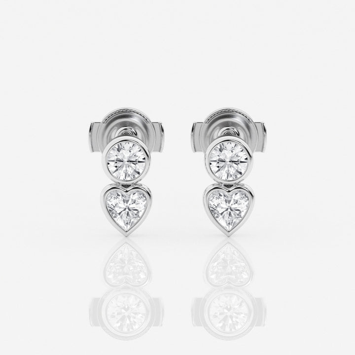 Round & Heart Cut FG-VS2 Lab-Grown Diamond Bezel Set Stud Earrings