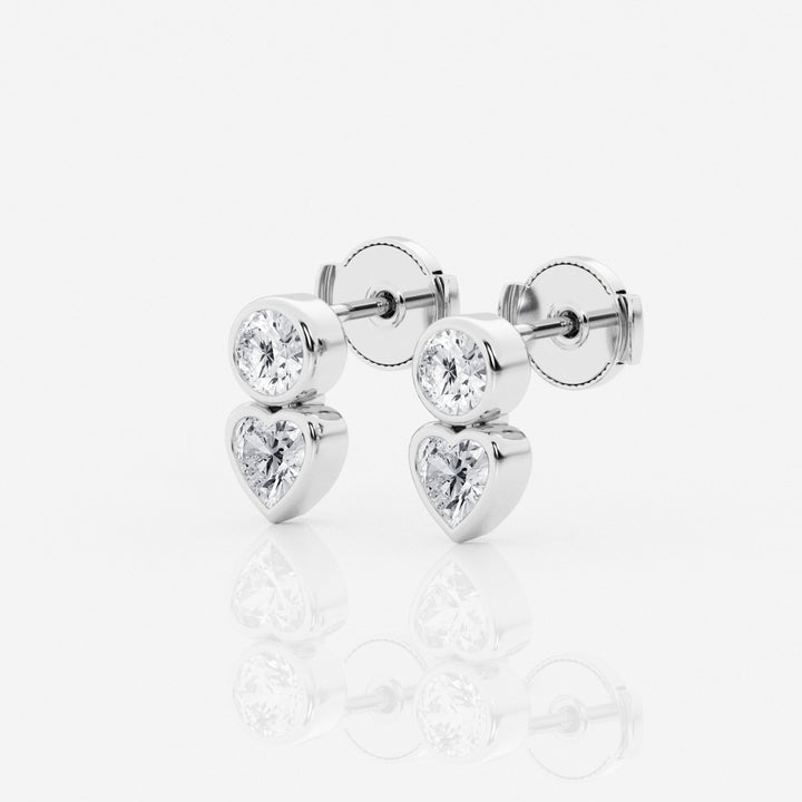 Round & Heart Cut FG-VS2 Lab-Grown Diamond Bezel Set Stud Earrings