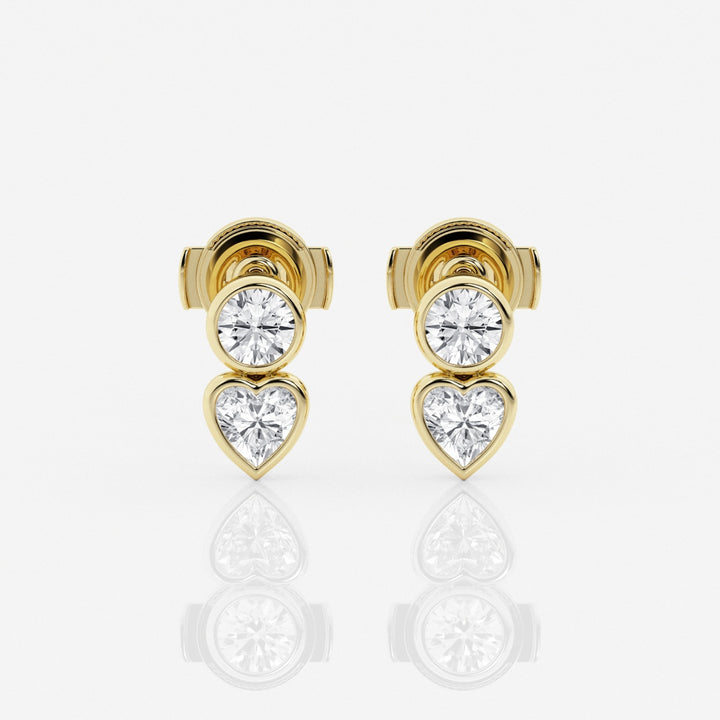 Round & Heart Cut FG-VS2 Lab-Grown Diamond Bezel Set Stud Earrings