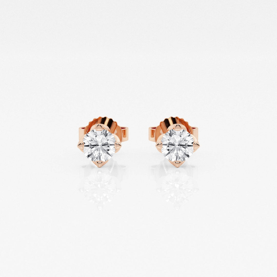 Round FG-VS2 Lab-Grown Diamond Floral Prongs Stud Earrings