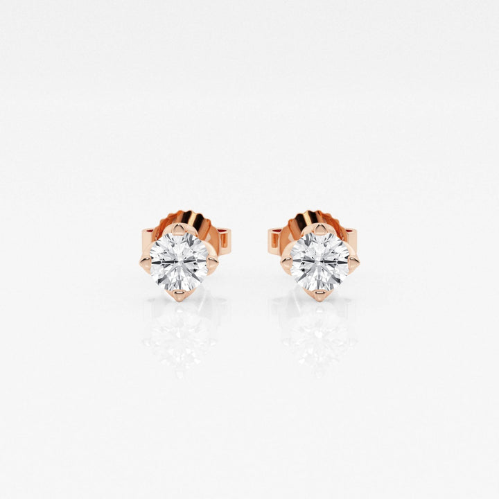 Round FG-VS2 Lab-Grown Diamond Floral Prongs Stud Earrings