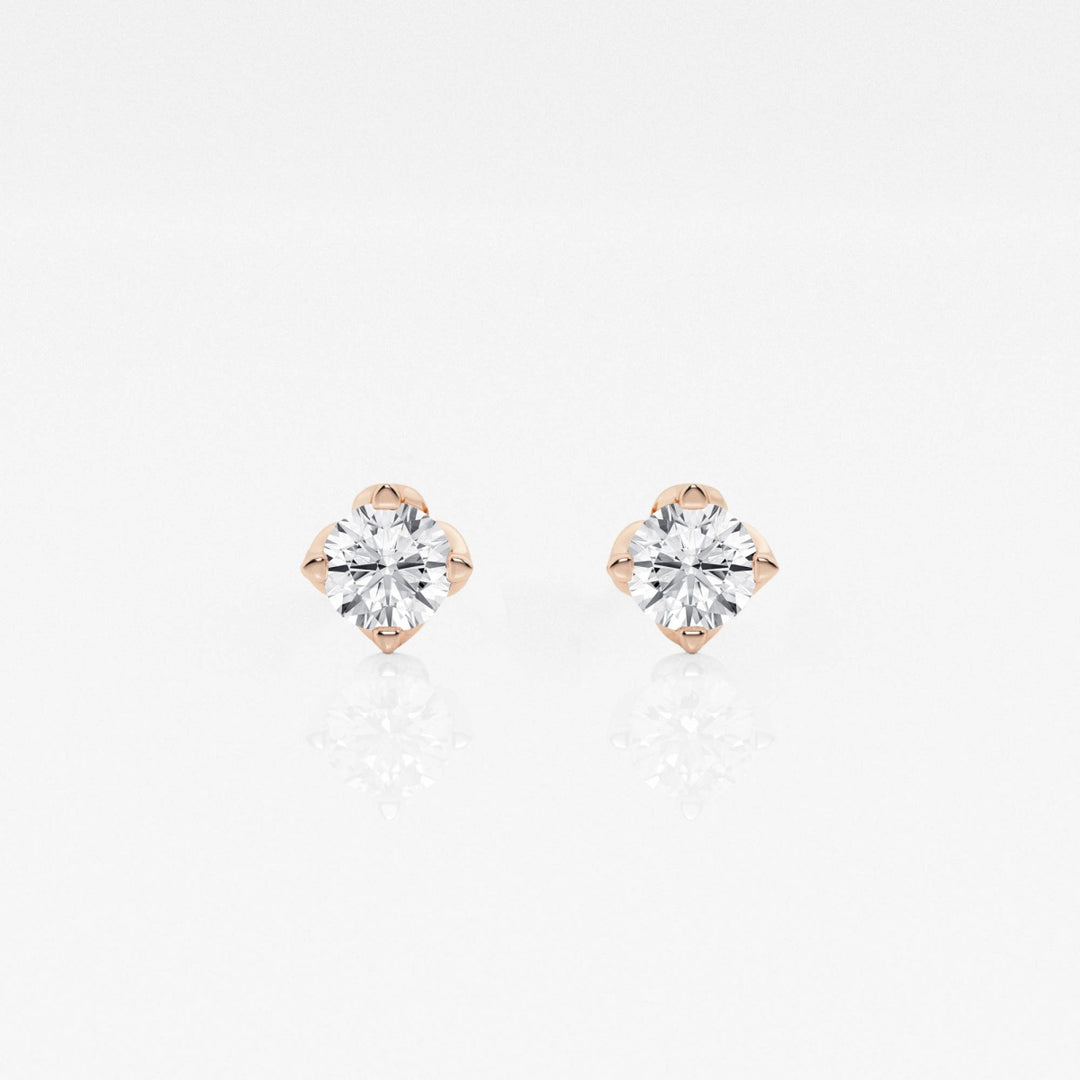 Round FG-VS2 Lab-Grown Diamond Floral Prongs Stud Earrings